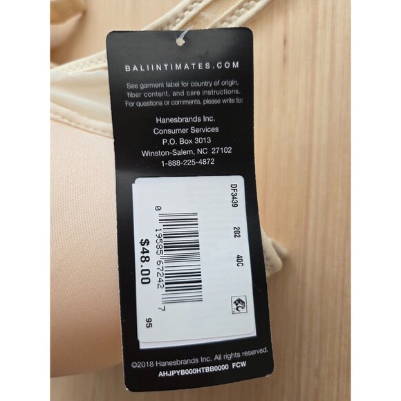 NEW Bali Women's One Smooth U Ultra Light Shaping Underwire Bra Beige Size 40C - Picture 3 of 5